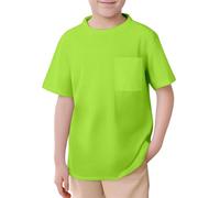 Cool Shirt Kinder Kurzarm Plain Top Tees Junge & Mädchen Baby Unisex Kleinkind Kinder Rundhals T-Shirt mit Tasche Flanellhemd Baby Junge, Verde claro., 13-14 años