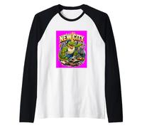Cool Skateboarding Alligator New City Streetwear Graphic Camiseta Manga Raglan