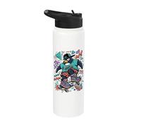 Cool Skater Penguin 90s Streetwear Graphic Stainless Steel Insulated Water Bottle