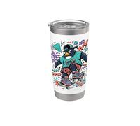 Cool Skater Penguin 90s Streetwear Graphic Vaso térmico de acero inoxidable de doble pared