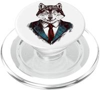 Cool Sketch Drawing Fox Wearing a Suit Illustration Graphic PopSockets PopGrip para MagSafe
