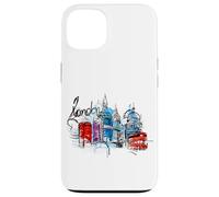 Cool Sketch Hand Drawn London Skyline Landmarks Illustration Carcasa para iPhone 13