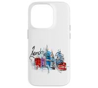 Cool Sketch Hand Drawn London Skyline Landmarks Illustration Carcasa para iPhone 14 Pro