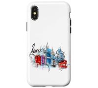 Cool Sketch Hand Drawn London Skyline Landmarks Illustration Carcasa para iPhone X/XS