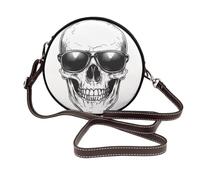 Cool Skull - Bolso cruzado redondo para mujer, con gafas de sol, de piel, bolso bandolera
