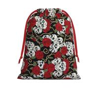 Cool Skull Head and Roses - Bolsas de regalo con cordón para fiestas, bolsas especiales para caramelos, regalos de boda, Navidad
