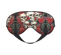 Cool Skull Head and Roses - Máscara de ojos opaca suave de doble cara para relajación, presión cero