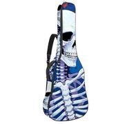 Cool Skull with Florals - Bolsa para guitarra acústica con 2 bolsillos, correa ajustable para el hombro y colgador trasero, adecuada para guitarras eléctricas, bajos y guitarras clásicas, Calavera