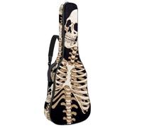 Cool Skull with Florals - Bolsa para guitarra acústica de 41 y 42 pulgadas con correa ajustable para el hombro, bolsa para guitarra con colgador trasero, adecuada para guitarras eléctricas, bajos,