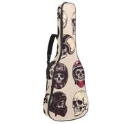 Cool Skulls - Funda acolchada para guitarra acústica con bolsillos ajustables para correa de hombro, Multicolor 01, 42.9x16.9x4.7 in, Mochila informal