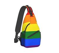 Cool Sling Backpack compatible con Rainbow Lgbt Pride Flag Stripes, bolso de hombro ligero, pecho cruzado al aire libre, bicicleta, gimnasio, corredor, mochila con correa ajustable para hombres y muje