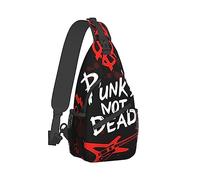 Cool Sling Backpack para hombres y mujeres, bandolera bandolera compatible con Punk Rock Set Skull PunksDead Words Red Black Bag, duradero viaje senderismo mochila con cremallera, ajustable y transpir