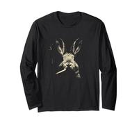 Cool Smoking Bunny Conejo Retro Sketch Vibes Manga Larga