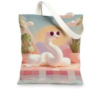 Cool Snake - Bolsa de lona divertida y reutilizable, bolsas ligeras con correa para el hombro para playa, 13 x 15 pulgadas