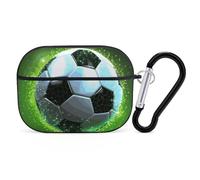 Cool Soccer Ball AirPods Pro - Funda protectora rígida de policarbonato con llavero para AirPods Pro de 2ª generación, para mujeres y hombres, fácil de abrir, protección contra caídas, estilo negro