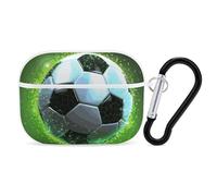 Cool Soccer Ball AirPods Pro - Funda protectora rígida de policarbonato con llavero para AirPods Pro de 2ª generación, para mujeres y hombres, fácil de abrir, protección contra caídas, estilo blanco