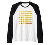 Cool Social Media Sarcastic Smile Faces Graphic Designs Camiseta Manga Raglan