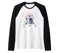Cool Space Floral Astronaut Illustration Graphic Camiseta Manga Raglan