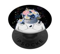 Cool Space Floral Astronaut Illustration Graphic PopSockets PopGrip Adhesivo