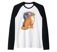 Cool Space Tiger Sunglasses Galaxy Lightning Tiger Camiseta Manga Raglan