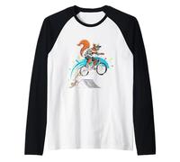 Cool Squirrel BMX Biking Design para los Amantes de los Animales Camiseta Manga Raglan