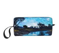 Cool Star River Print - Neceser de viaje para lápices, bolsa de maquillaje de lona, bolsa de cosméticos multiusos con cremallera, Blanco, Talla única