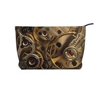 Cool Steampunk Gears - Bolsa de maquillaje de pana versátil con cremallera para uso diario y organizador de capacidad de viaje, Black, Talla única