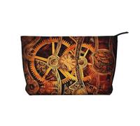 Cool Steampunk Gears - Bolsa de maquillaje de pana versátil con cremallera para uso diario y organizador de capacidad de viaje, Black, Talla única