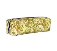 Cool Steampunk Gears - Estuche redondo de piel para lápices, con cremallera, para mujeres, hombres, oficina, adultos y niños
