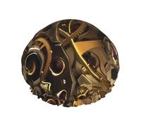 Cool Steampunk Gears - Gorro de ducha con estampado de engranajes - Doble capa transpirable, correa elástica ajustable, artículos esenciales duraderos para viajes de hotel
