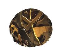 Cool Steampunk Gears Gorro de ducha para mujer Gorro de ducha reutilizable Gorro de baño doble impermeable para ducha