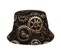 Cool Steampunk Gears - Gorro de pescador con estampado de engranajes para mujer, gorra de playa para viajes, unisex, color negro, Negro -, talla única