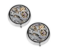 Cool Steampunk Gears - Pastillero con 3 compartimentos, portátil para bolsillo o bolso, organizador de píldoras decorativo de metal, organizador de vitaminas, regalo único