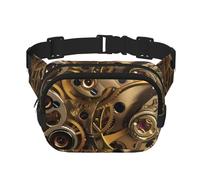 Cool Steampunk Gears - Riñonera cuadrada de doble capa con correa ajustable para correr, viajar, senderismo, negro, talla única, negro, talla única, Black, Talla única