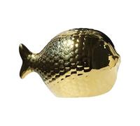 Cool Stuff to Put on Shelf Estatua de peces de cerámica lindos adornos de peces para jardín, oficina, hotel, decoración del hogar, elegante, boda, cumpleaños, regalo, decoración estética (dorado)