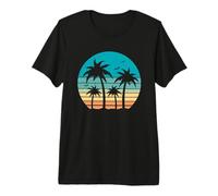 Cool Summer Vacation Hombres Mujeres Sunset Beach Palm Tree Camiseta Premium