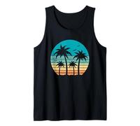 Cool Summer Vacation Hombres Mujeres Sunset Beach Palm Tree Camiseta sin Mangas