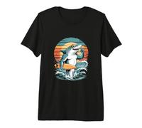 Cool Surf Shark con Gafas De Sol Retro Sunset Wave Camiseta Premium