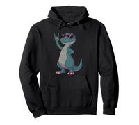 Cool T Rex Dinosaurio Rock Mano Signo Punk Mascota Gráfico con Sudadera con Capucha