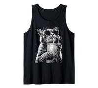 Cool Tabby Cat Bebiendo Café Helado Divertido Meme y2k Grunge Camiseta sin Mangas