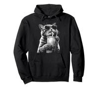 Cool Tabby Cat Bebiendo Café Helado Divertido Meme y2k Grunge Sudadera con Capucha