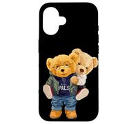 Cool Teddy Bear Boys Best Friends Style Ilustración Gráfico Carcasa para iPhone 16