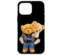 Cool Teddy Bear Boys Best Friends Style Ilustración Gráfico Carcasa para iPhone 16 Pro MAX