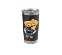 Cool Teddy Bear Boys Best Friends Style Ilustración Gráfico Vaso térmico de acero inoxidable de doble pared