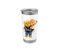 Cool Teddy Bear Boys Best Friends Style Ilustración Gráfico Vaso térmico de acero inoxidable de doble pared