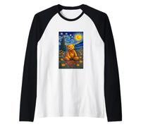 Cool Teddy Bear in The Starry Night Painting Concept Art Camiseta Manga Raglan