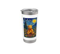Cool Teddy Bear in the Starry Night Painting Concept Art Vaso térmico de acero inoxidable de doble pared