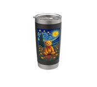 Cool Teddy Bear in the Starry Night Painting Concept Art Vaso térmico de acero inoxidable de doble pared
