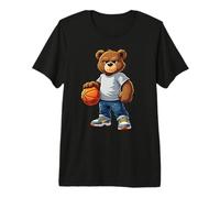 Cool Teddy Bear Jugando Basketball Graphic Streetwear Camiseta Premium