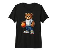 Cool Teddy Bear Jugando Basketball Graphic Streetwear Camiseta Premium